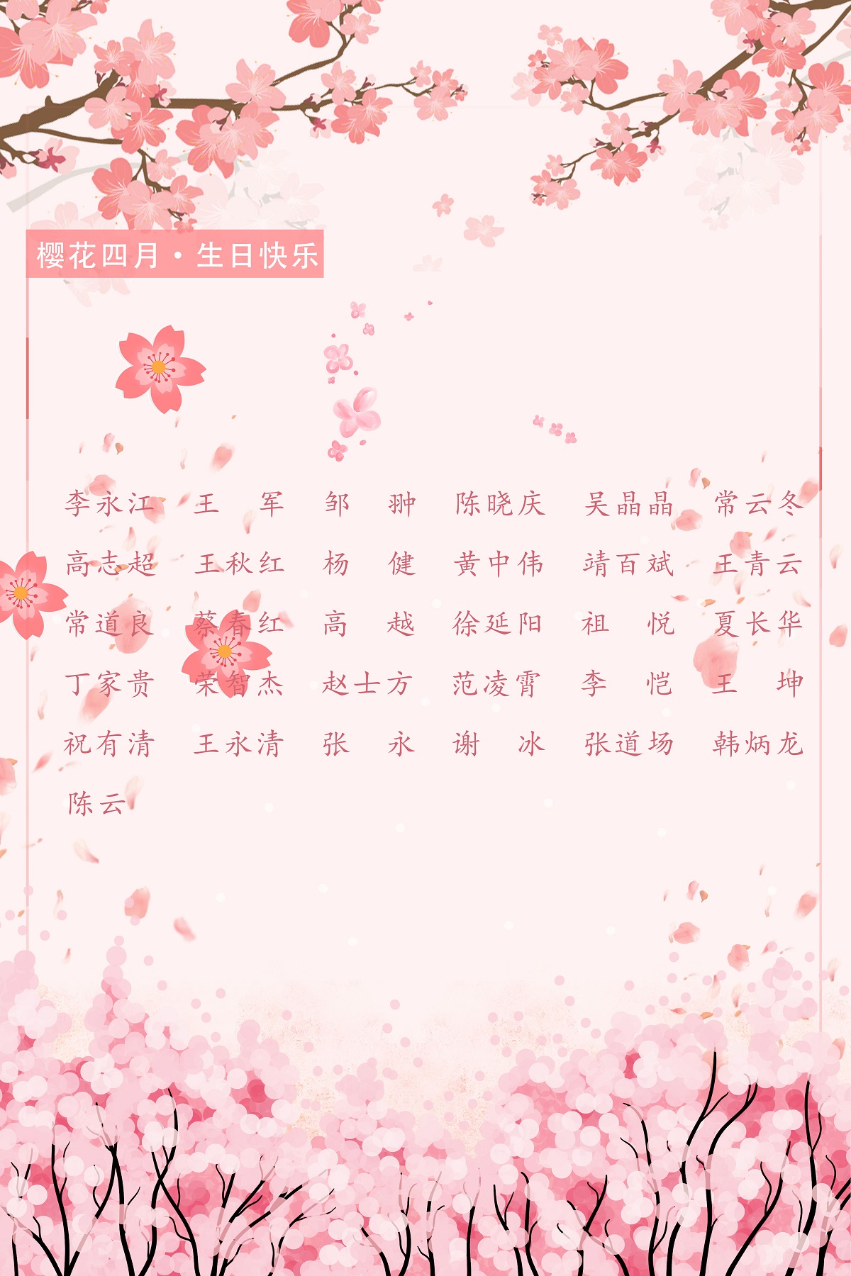【生日祝?！抗ё?4月生日的員工生日快樂(lè )！